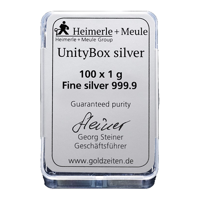 100 x 1 gram srebra (UnityBox) | Heimerle + Meule