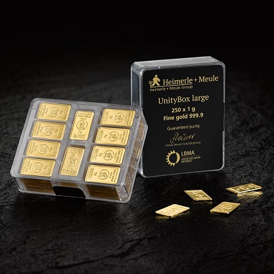 250 x 1 gram zlata (UnityBox) | Heimerle + Meule